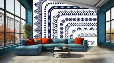 Ethnic hand drawn vector line border set and hipster scribble Wall mural