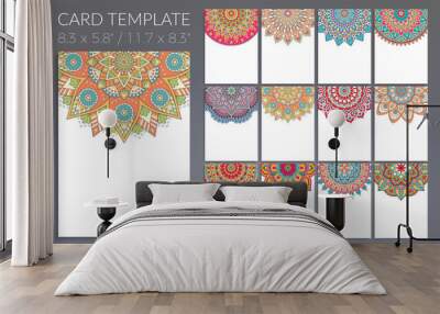 Set of vintage Wedding Invitation card with Mandala Wall mural