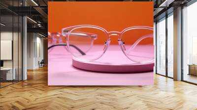 Different glasses on pink background. Wall mural