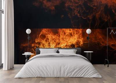 Flames with sparks,Fire flames Burning red hot sparks realistic abstract background,abstract background. Wall mural