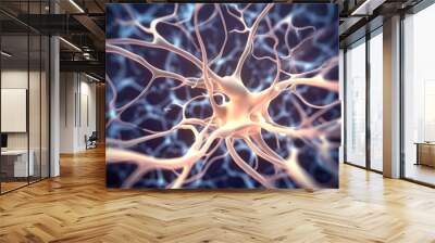 Inside the brain and human body, Concept of neurons and nervous system, Human nerverti cale cell. Wall mural