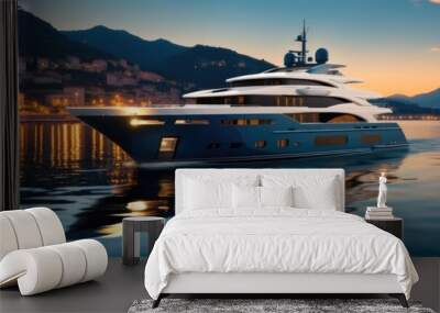 Luxury yacht cruising in sea, Travel concept. Wall mural