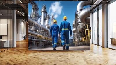 Professional engineer working in a petroleum refinery, Oil refinery and gas processing plant. Wall mural