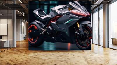 Racing motorbike on dark background. Wall mural