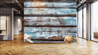 rustic wooden background with a beach theme and many wooden slats. generative ai. Wall mural