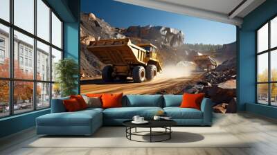 The big truck loader transporting coal at mining site. Wall mural