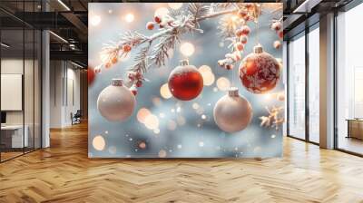 The minimalist style New Year decoration with the background of bokeh garland is symbolic of the new year. Wall mural