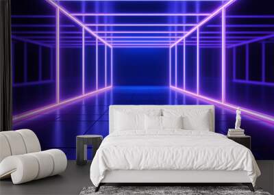 3d_render_blue_neon_abstract_background_ultraviolet Wall mural