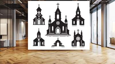 Bewitching Church Set of Silhouette - Conjuring the Essence of Tranquility with Church Illustration - Church Vector
 Wall mural