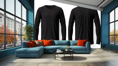 Blank black long sleve t-shirt mock_up template front Wall mural