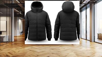 Blank template black down jacket with zipped Wall mural