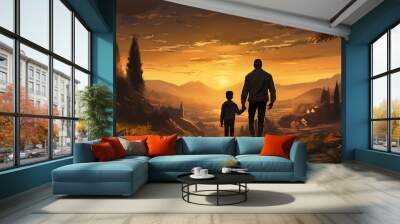 Digital Painting of Tall Father in Black Wall mural