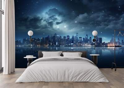 Free photo lights of night city Wall mural