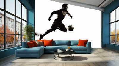 Isolated Soccer Player Running With The Ball Silhouette Wall mural