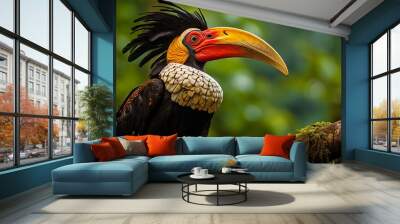 Rhinoceros Hornbill in Sumatra Indonesia Wall mural