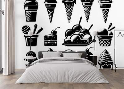 Silhouette of a Tempting Ice Cream Cone - Graphic Design Essential, Ice Cream Cone Illustration
 Wall mural