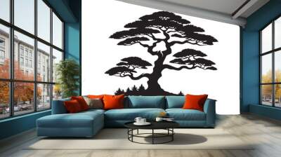 Timeless Symbol of Strength: A Stoic Cedar Tree Silhouette - Cedar Tree Illustration - Cedar Tree Vector
 Wall mural