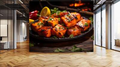 A tantalizing display of paneer tikka Wall mural