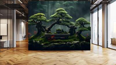 Bonsai forest with meticulously pruned trees Wall mural