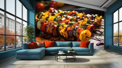 Grilled vegetable skewers with a balsamic glaze Wall mural