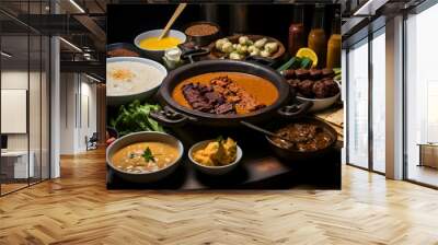 Swiss fondue Ethiopian injera and Malaysian satay Wall mural