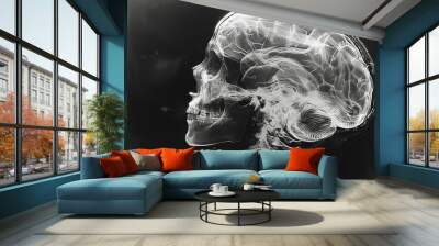 A black and white x - ray of a human head. Wall mural