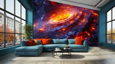 A black hole with fire and smoke. Wall mural