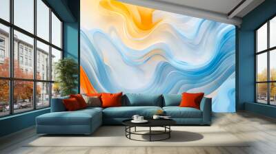 A blue and orange abstract background with swirls. Wall mural