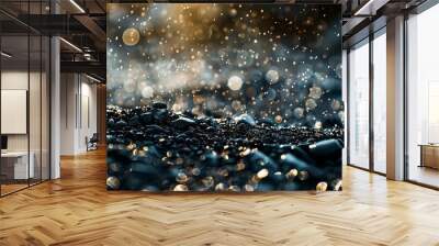 A close up of rain drops on rocks. Wall mural