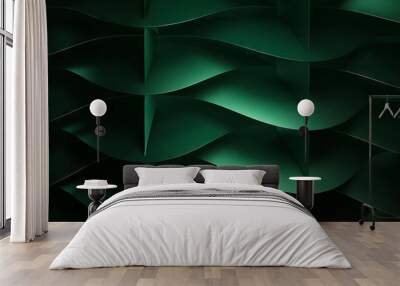 A dark green background with wavy lines. Wall mural