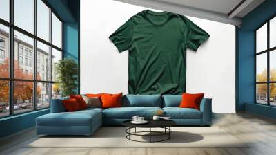 A green t - shirt on a white background. Wall mural