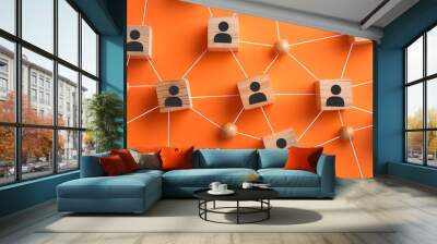 A network of people connected to each other. Wall mural