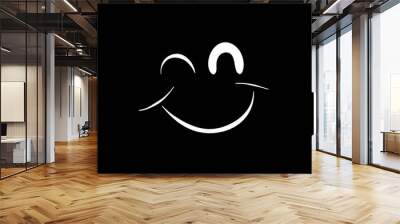 A smiley face on a black background. Wall mural