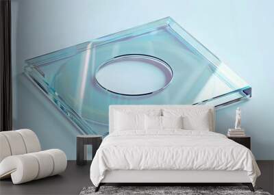 A square glass object with a hole in the middle. Wall mural