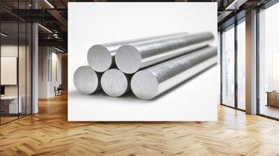 A stack of stainless steel rods on a white background Wall mural