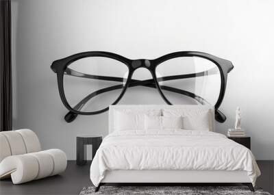 Black glasses on a white background. Wall mural