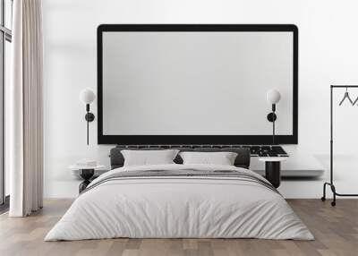 Laptop computer with blank screen on white background with clipping path. Wall mural