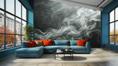 smoke on a blackboard with a white background. Wall mural