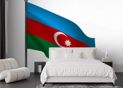 Azerbaijan flag on pole icon Wall mural