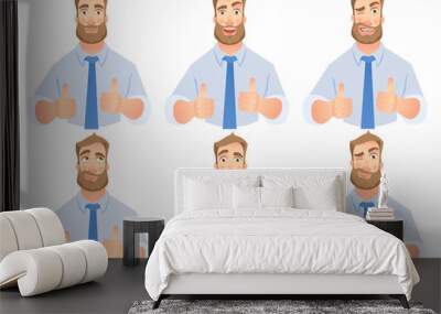 Businessman show thumb up -set Wall mural