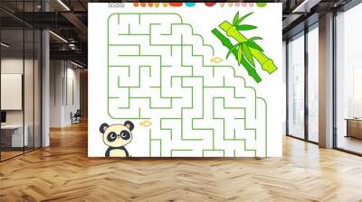 Maze puzzle game for children. Maze or labyrinth game with panda. Wall mural