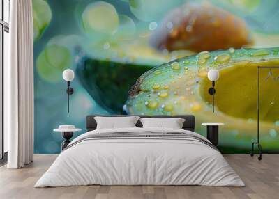 Fresh sliced avocados, juicy healthy green vegetable halved Wall mural