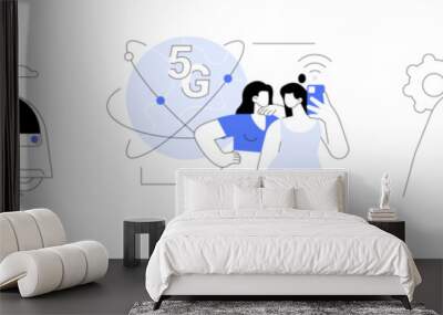 5G technology use abstract concept vector illustrations. Wall mural