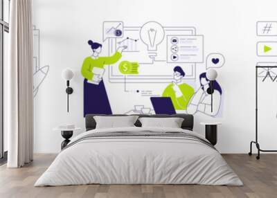 Advertising agency services abstract concept vector illustrations. Wall mural