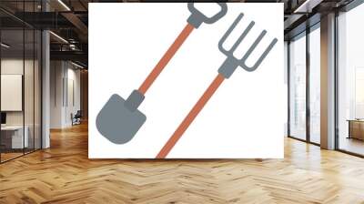 Agricultural shovel and pitchfork. Wall mural