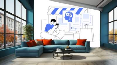 AI-Enhanced Personalized Shopping abstract concept vector illustration. Wall mural