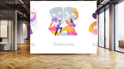 Artistic and scientific activities for children set. Musical, theatre science, camps metaphors. Developing creativity. Kids hobbies and entertainment. Vector isolated concept metaphor illustrations Wall mural