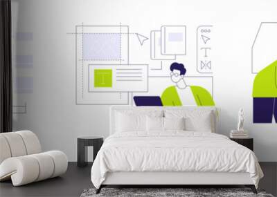 Books manufacturing abstract concept vector illustrations. Wall mural