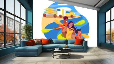 Canoe campground delivery isolated cartoon vector illustration. Wall mural