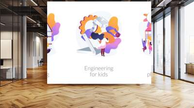 Children education and recreation. icons set. Home schooling, engineering for kids, kids playground metaphors. Entertainment and learning. Vector isolated concept metaphor illustrations. Wall mural